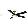 Wac 5-Blade Smart Ceiling Fan 54" Sat" Brass Matte Black w/3000K LED Light Kit and Remote Control F-053